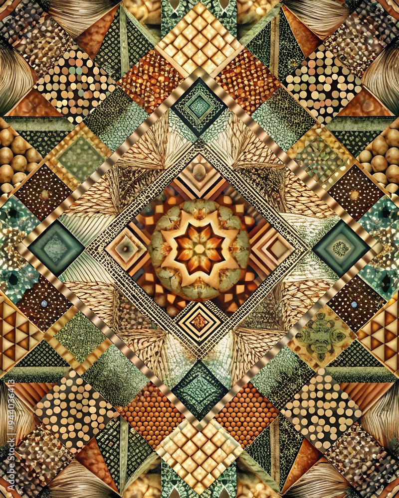 Poster geometric abstract pattern: a mesmerizing blend of textures and patterns, this abstract design featu