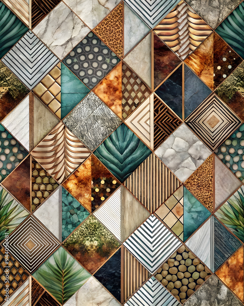 Poster geometric abstract pattern: a mesmerizing blend of textures and patterns, this abstract design featu