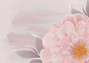 Peony background. Digital illustration, oil paint effect