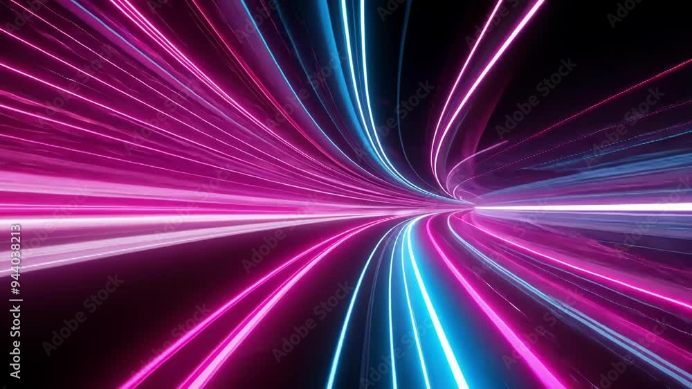 Poster a vibrant, abstract display of swirling neon lights, creating a dynamic and energetic visual experie