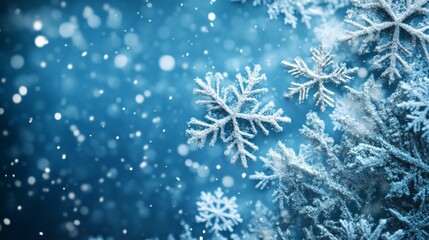 Winter Snowflakes in Blue Background