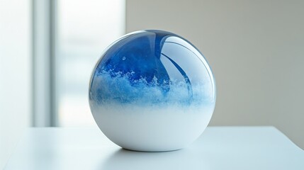 Blue and White Ceramic Oval Vase