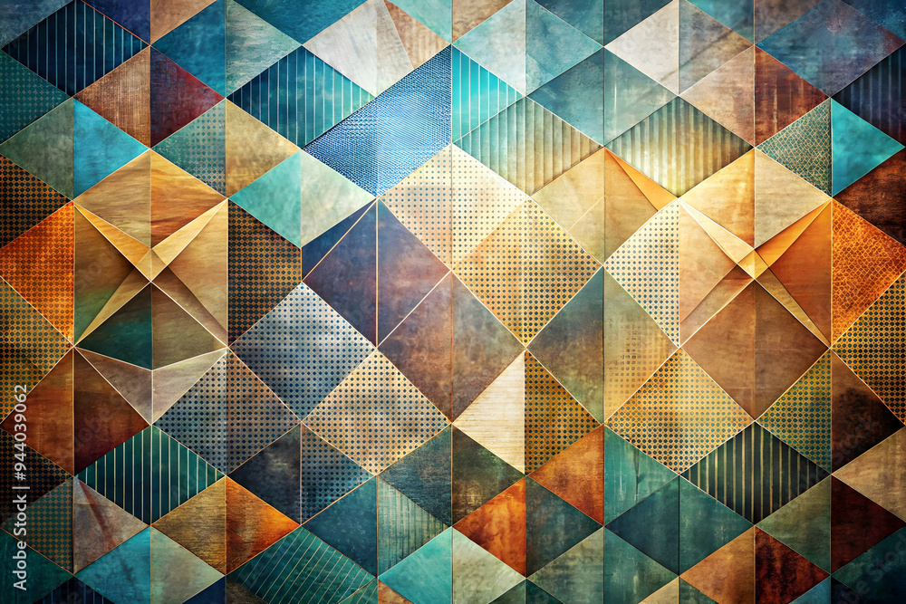 Poster abstract geometric tapestry: a vibrant and mesmerizing abstract pattern of geometric shapes in a kal