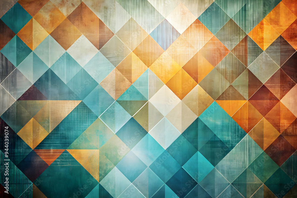 Poster abstract geometric tapestry: a vibrant and mesmerizing abstract pattern of geometric shapes in a kal