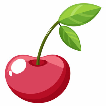 red cherry with green leaves clip art preview