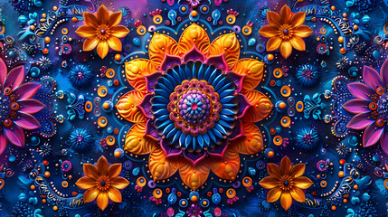 Colorful 3D Floral Mandala Illustration