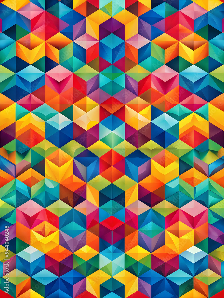 Poster kaleidoscope of cubes: a vibrant, geometric pattern of multicolored cubes creates a mesmerizing visu