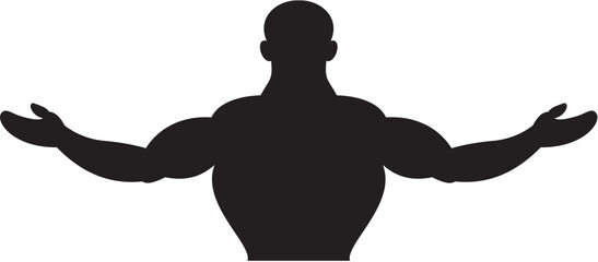 Bodybuilder male silhouette isolated on white background vector illustration.