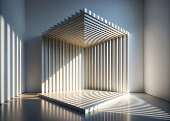 Infinite Perspective: A minimalist 3D render of a square tunnel bathed in cool blue light, creating a mesmerizing illusion of depth and endless possibility. 