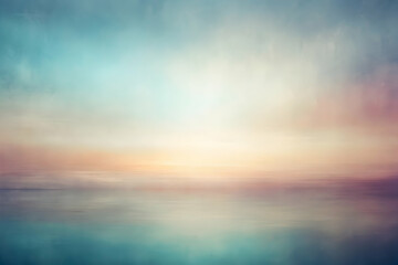 Fototapeta premium Dreamy Sunset Horizon: A serene and ethereal sky blends into a hazy horizon, creating a captivating backdrop for your creative projects. The soft pastel hues and gentle texture evoke a sense of calm a