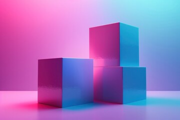 Obraz premium Three cubes of different sizes are stacked on top of each other