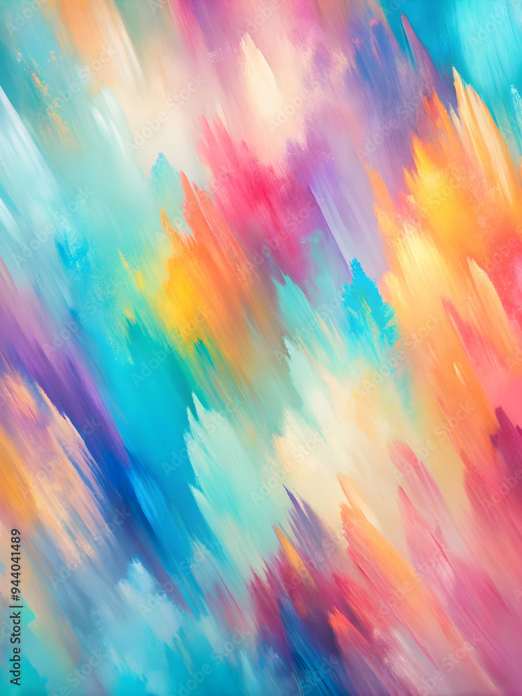 Poster celestial brushstrokes: a symphony of vibrant hues dance across the canvas, blending seamlessly in a