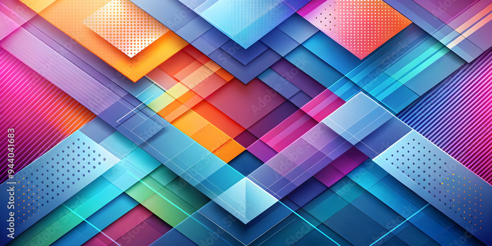 Poster abstract geometric shapes: a vibrant and dynamic composition of overlapping geometric shapes in a sp