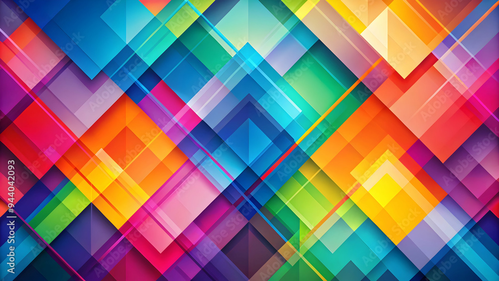 Poster abstract geometric shapes: a vibrant and dynamic composition of overlapping geometric shapes in a sp