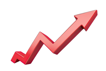 A dynamic red arrow symbolizing growth and upward trends in business, finance, and analytical performance.