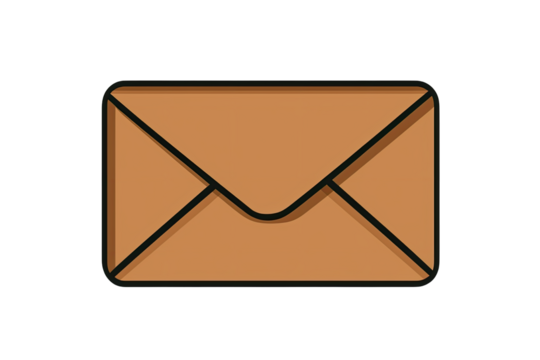 A simple brown envelope icon ideal for various digital projects or backgrounds, representing communication and messaging.