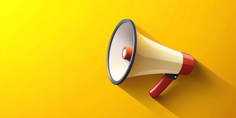 Megaphone Announcement - Yellow Background - 3D Illustration - Loud Speaker, Broadcast, Communication