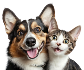 PNG Happy dog and cat friends