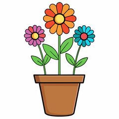 Colorful Flowering Plant Vector on White Background