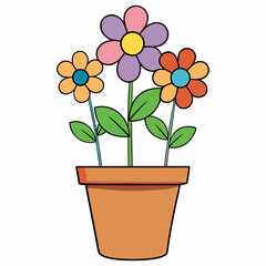 Colorful Flowering Plant Vector on White Background