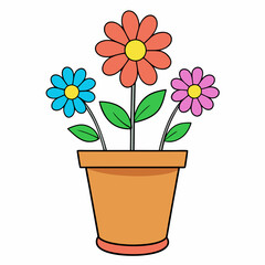 Fototapeta premium Colorful Flowering Plant Vector on White Background