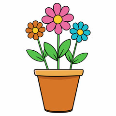 Colorful Flowering Plant Vector on White Background