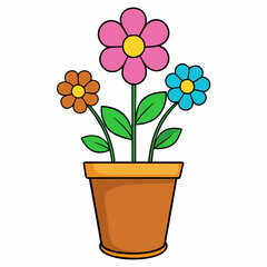 Colorful Flowering Plant Vector on White Background