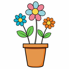 Colorful Flowering Plant Vector on White Background