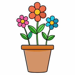 Colorful Flowering Plant Vector on White Background
