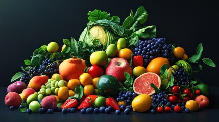 fruits and vegetables for use as illustrations in advertising materials. Generative AI Illustration