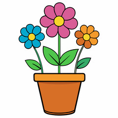 Colorful Flowering Plant Vector on White Background