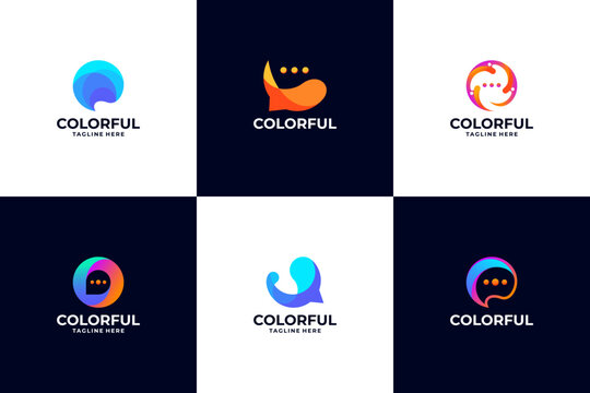 Set of abstract chat colorful logo design