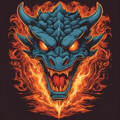 Dragon Head with Fire Effect