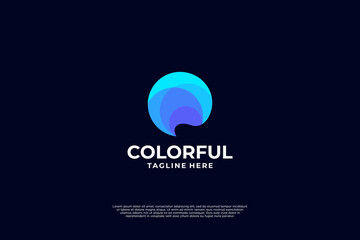 Abstract chat logo design with purple color