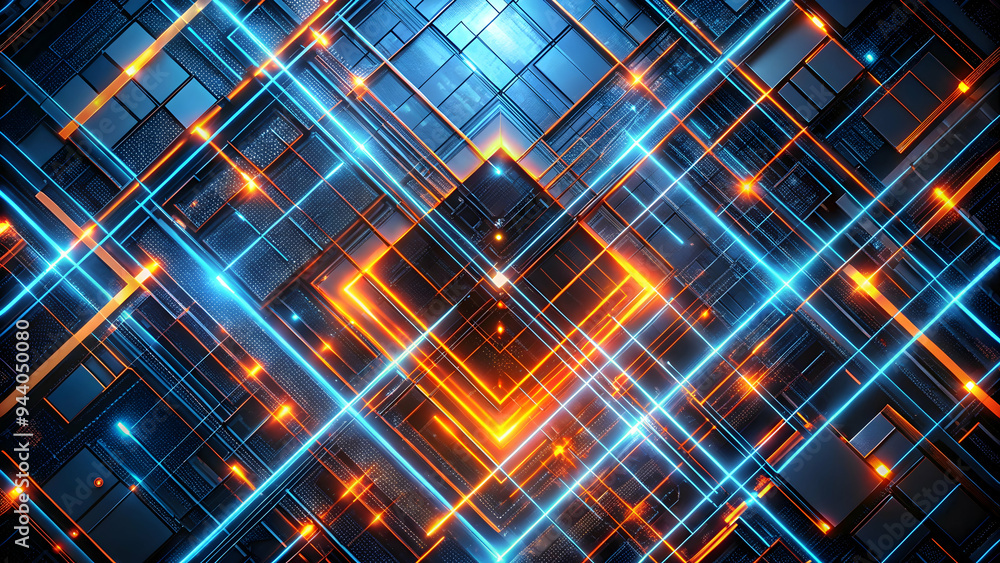 Poster digital network burst: a vibrant abstract representation of a digital network, showcasing the interc