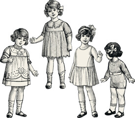 baby girls vintage illustration isolated on transparent background