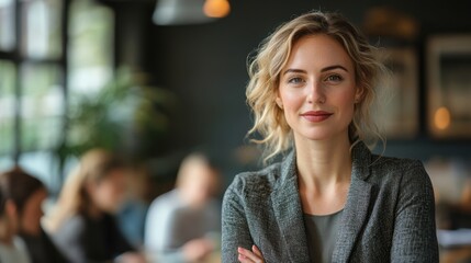 corporate leadership, a high-achieving businesswoman leading a strategic discussion with coworkers at a conference in an office, focused on leadership and teamwork