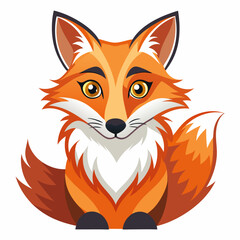 Fototapeta premium Cartoon Illustration of a Smiling Orange Fox