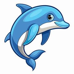 Obraz premium A Blue Cartoon Dolphin Jumping with a Smile
