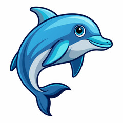 Fototapeta premium A Cartoon Dolphin Leaping Out of the Water