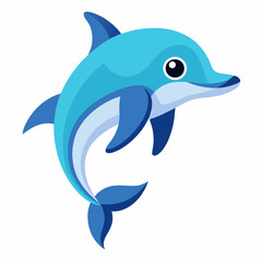 Fototapeta premium Cartoon Illustration of a Blue Dolphin Leaping