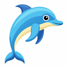 Obraz premium Cartoon illustration of a blue dolphin jumping out of the water