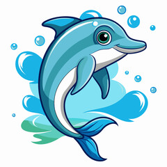 Obraz premium Cartoon Dolphin Jumping Out of the Water