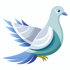 Obraz premium Cartoon Blue Dove with Spread Wings