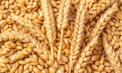 Fototapeta premium Golden Harvest: Elegant Wheat Ear Silhouette for Autumn Marketing. Minimalist Agricultural Design with Copy Space. Abstract Grain Illustration for Packaging, Posters, and Seasonal Campaigns. Versatile