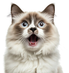 Obraz premium PNG Surprised fluffy cat portrait photo