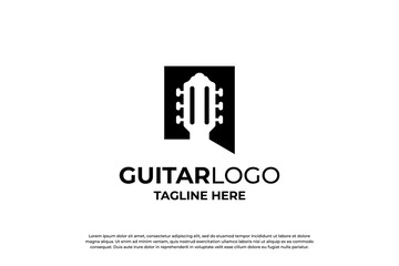 Silhouette Guitar Logo Design Inspiration