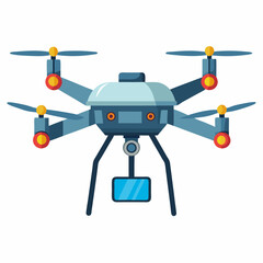 Vector illustration of quadcopter drone with camera for aerial photography, modern technology design in cartoon style perfect for surveillance, delivery, innovation, gadget concept, poster, and digita