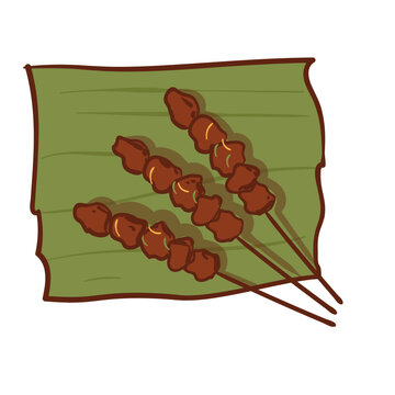 brown skewers on green leaf clip art preview