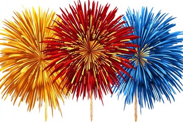 Fototapeta premium Abstract Fireworks Display with Red, Gold and Blue Colors